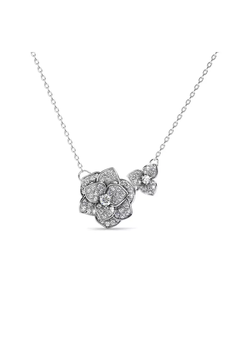 Sweet Rosy Pendant WG - Kalung Crystal Swarovski by Her Jewellery