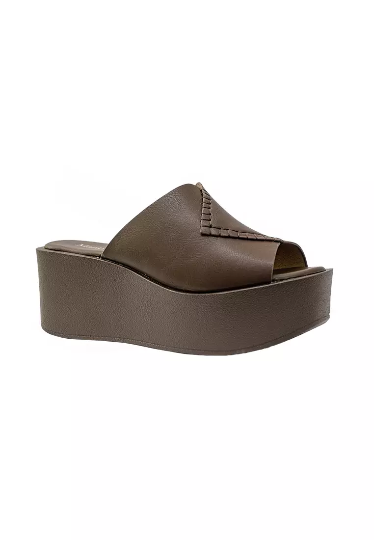 Women's Wedge Sandals LX 28031 Dark Brown C71 C80