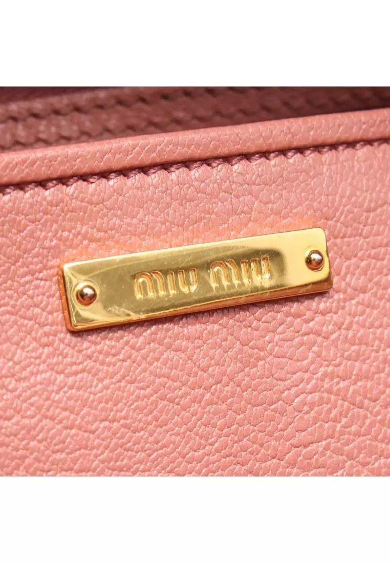Pre-Loved MIU MIU MADRAS Madras Handbag leather pink 2WAY