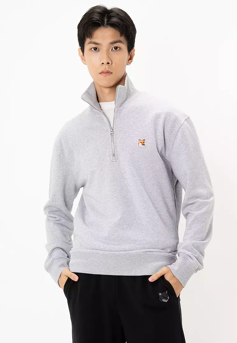 Maison Kitsune Fox Head Patch Comfort Half Zip Sweatshirt (nt