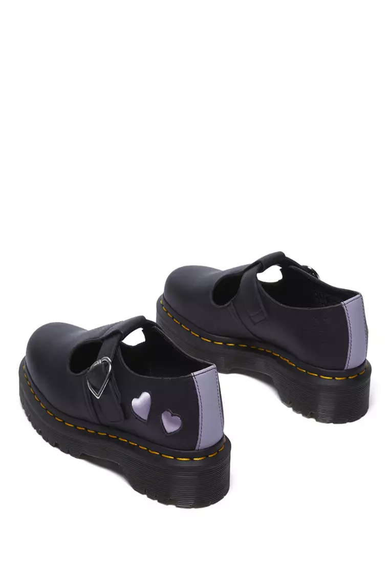Polley Heart Virgina Satin Mary Jane Shoes Black - Women