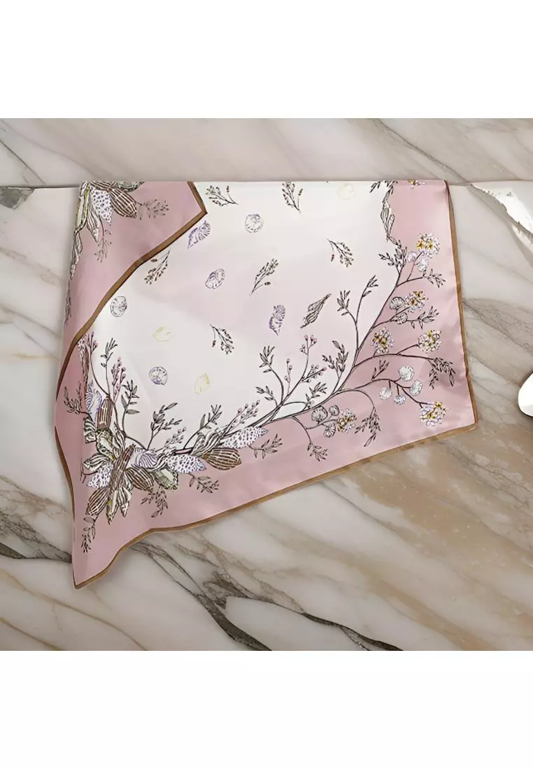 Luxury Silk Ladies' Large Scarf, Sun-Proof Crepe Satin, Premium Souvenir.