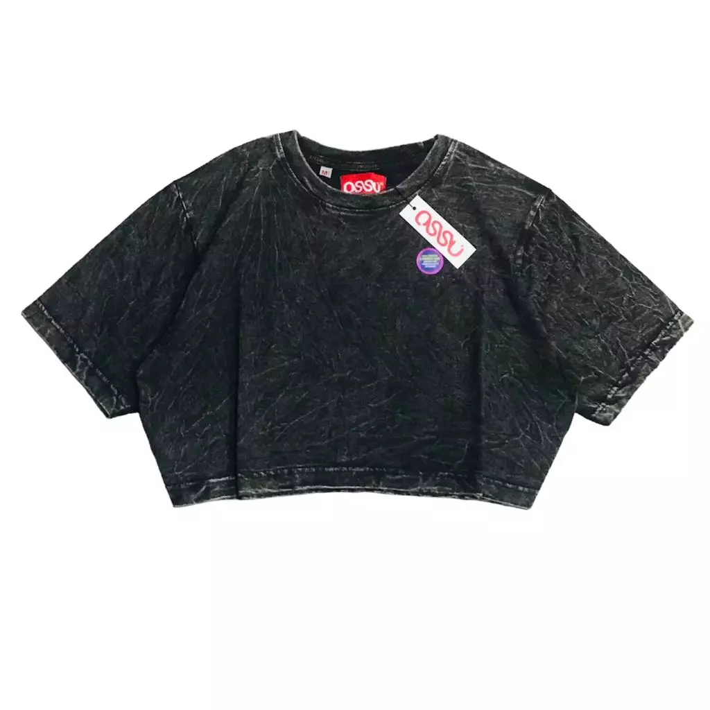 Ossu Crop Top Black Series Black Wash Color Combed 24S