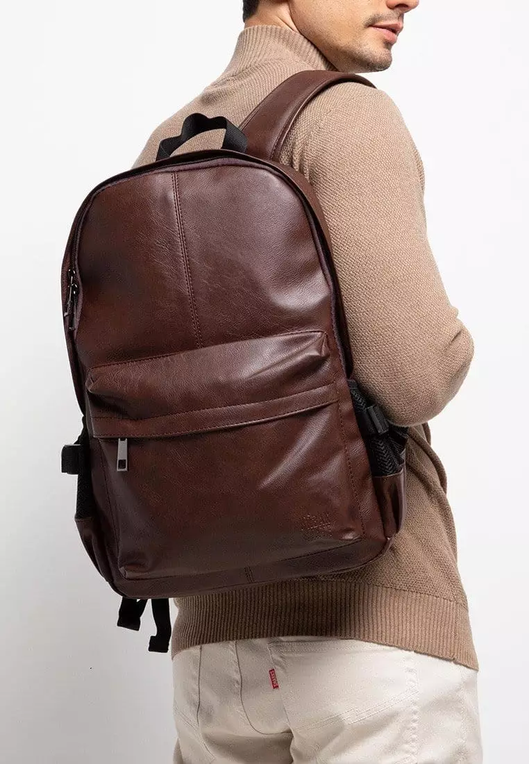 Distressed Leather Mesh Backpack
