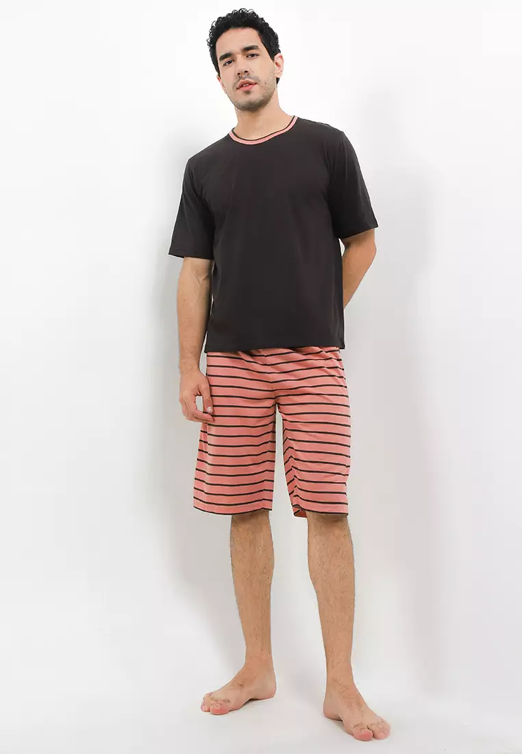 Pyjama Pijama Baju Tidur Short Sleeve Short Pants Mens Pria Sleepwear