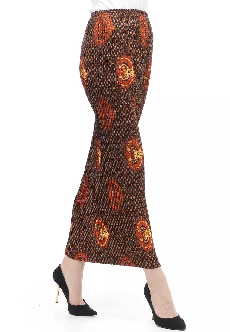 Rok Plisket Motif Batik Bawahan Wanita Design Casual - Truntum