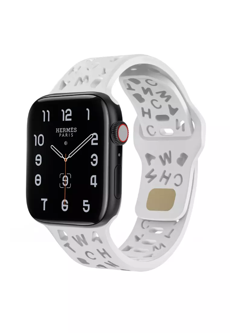 Buy Kings Collection White Alphabet Pattern Silicone Apple Watch