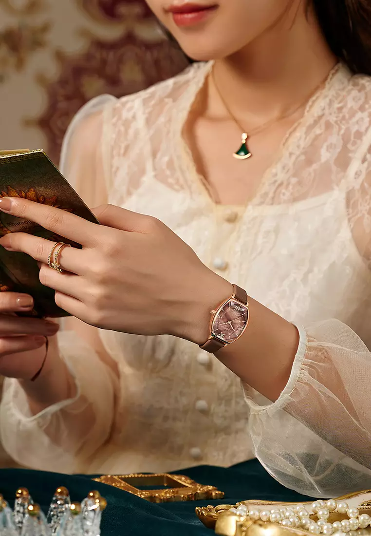 Jam Tangan Wanita Anti Air Jam Wanita Original Kulit Kuarsa Mode Anggun Jam Tangan Cewek AllBrown