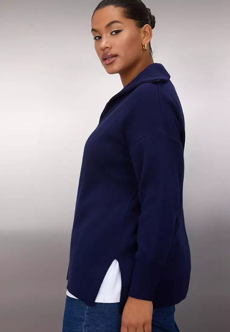 Plus Size Zip Neck Sweater