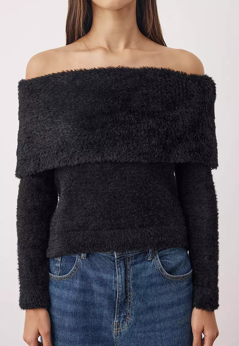 Off Shoulder Knit Sweater