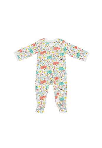 Baby Lovett white Nature Safari Two-Way Zipper Suit with Footies BC69BKA7D52634GS_1