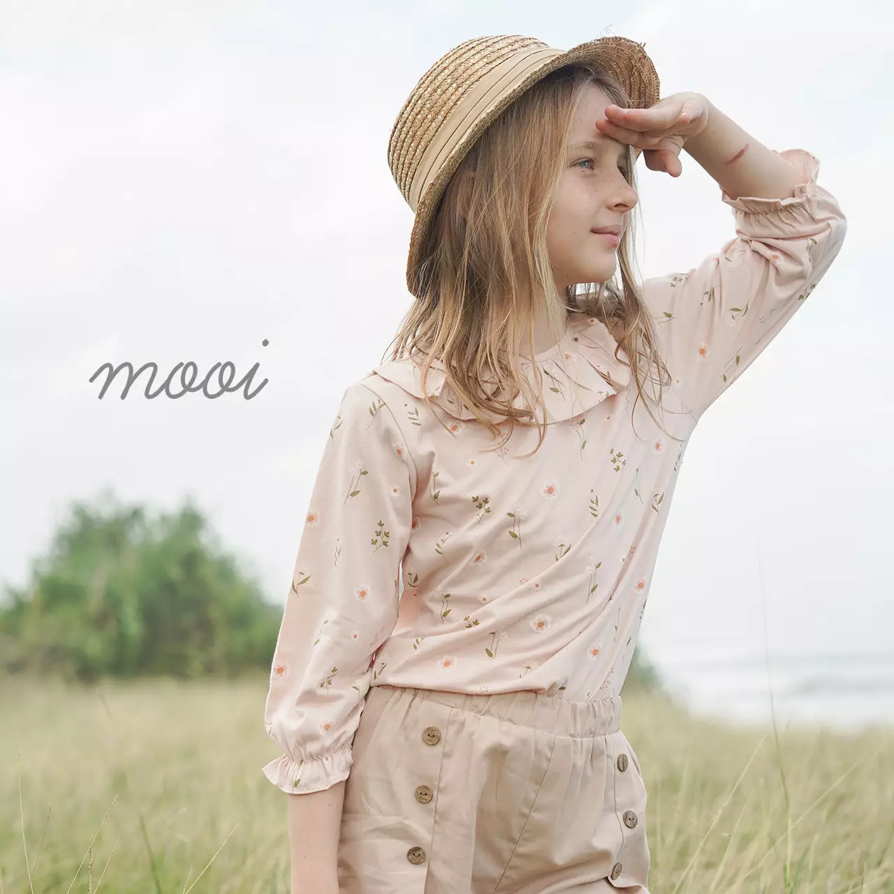 Mooi Atasan Anak Perempuan Erica Ruffle Top V1 - Peach Blush