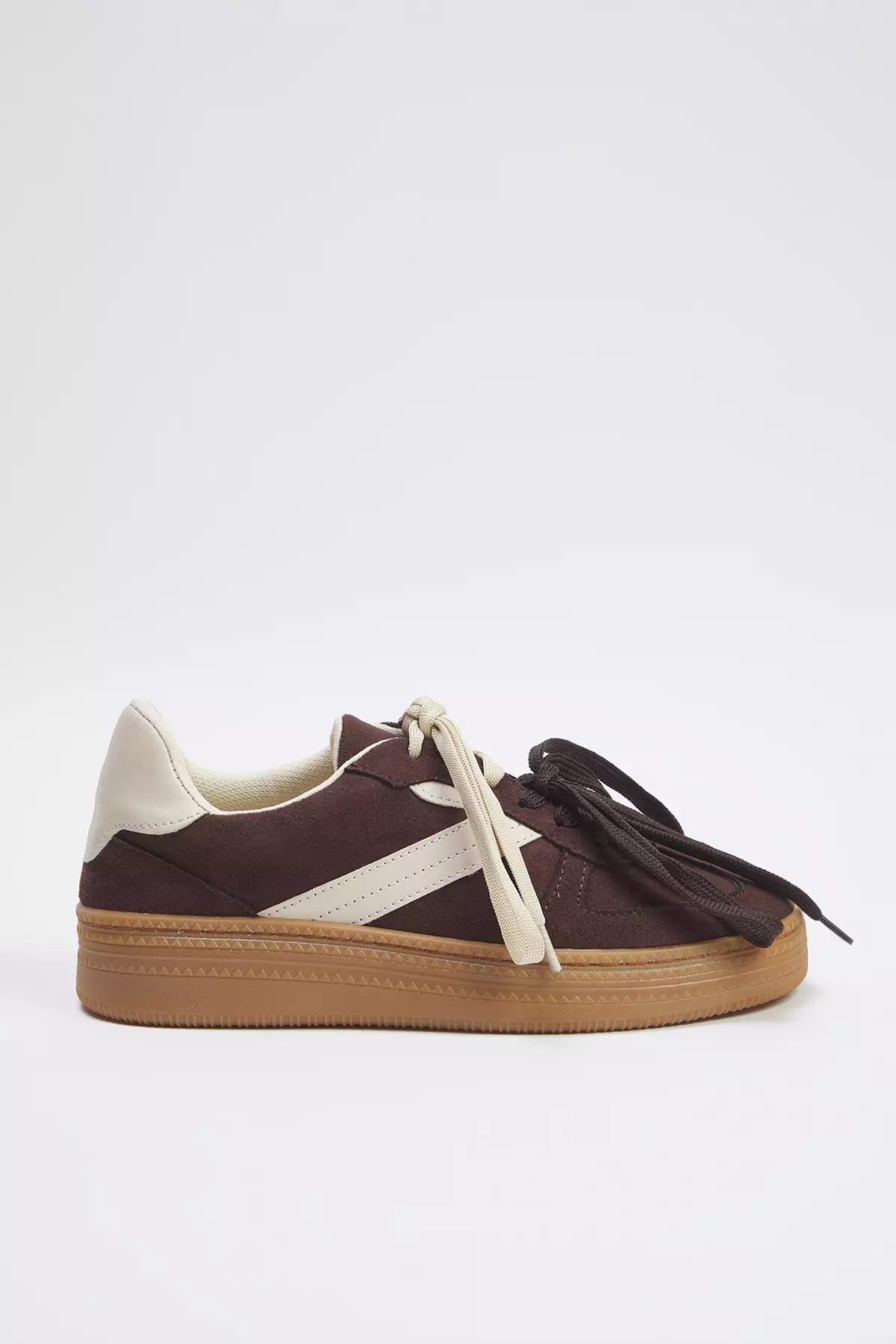 Dark Brown Two Lace-Up Dual-Use Women's Retro Sneakers Takss25Sn00009