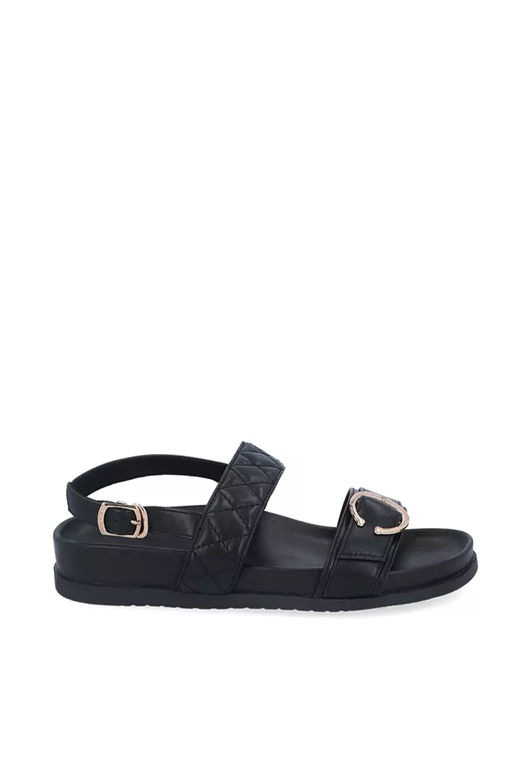 Discount on Carlo Rino  shoes - SKU: Black Denim Synthetic Leather Sandals