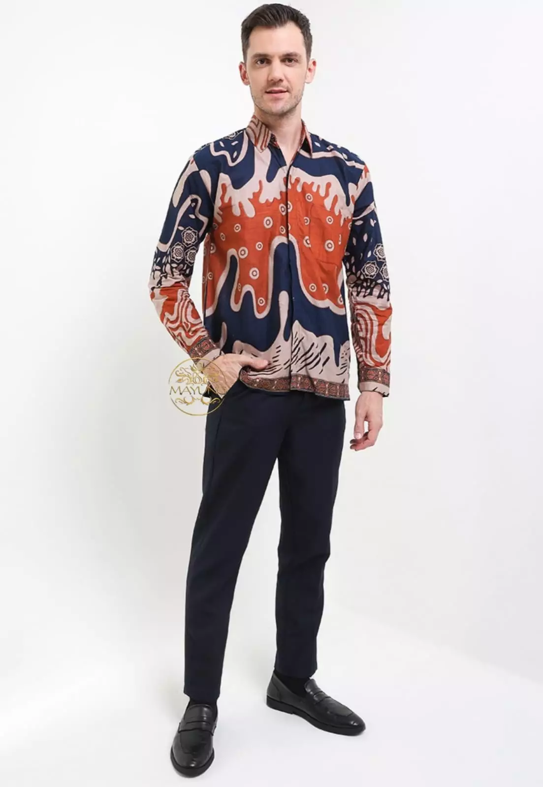 Gelembang Bata Kemeja Batik Pria Premium Lengan Panjang NLN