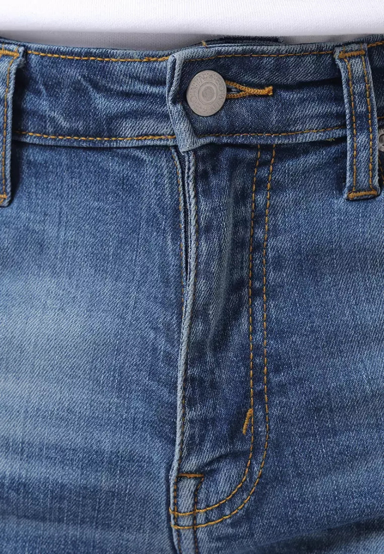 802 SLIM FIT Handcrafted OLD FANGLE 3D LIGHT BLUE  Celana Panjang Denim Pria