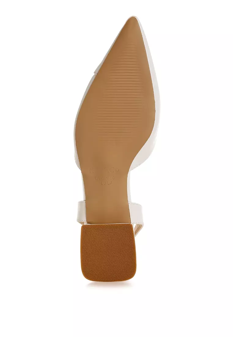Sandal Slingback Kulit Lembut Warna Putih