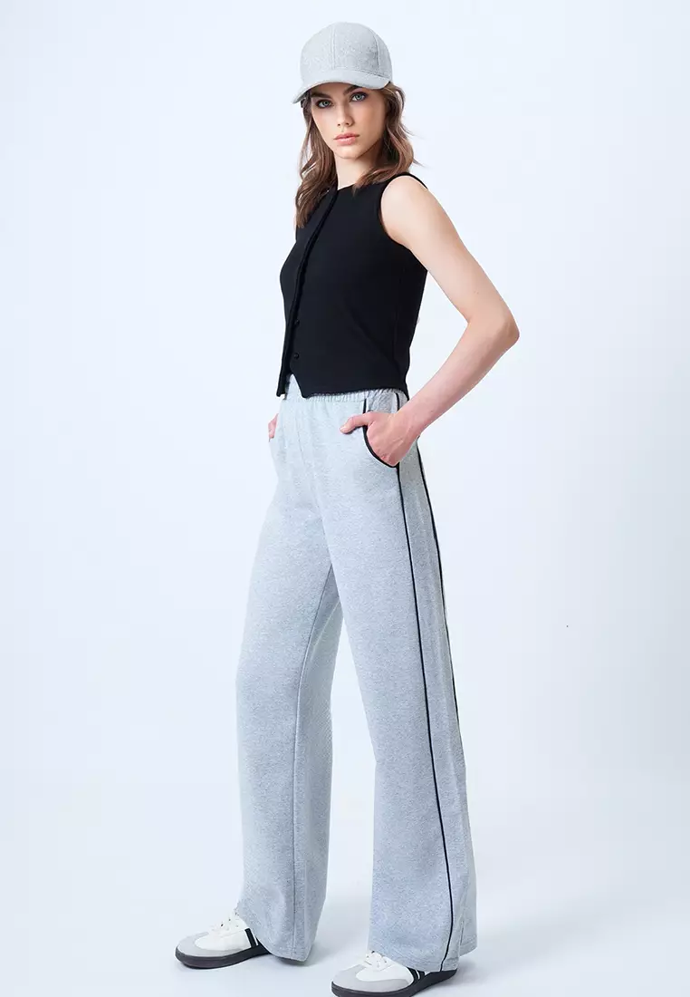 Piping Wide Legs Sweatpants