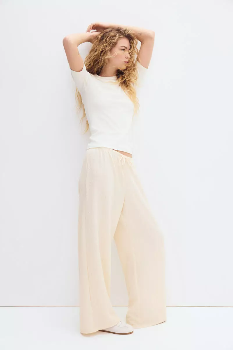 Textured jersey drawstring trousers