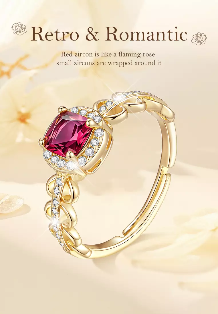 Cincin Wanita Berlian Batu Permata berwarna merah muda Korea Fashion Cewek Tunangan Rings Anti Pudar