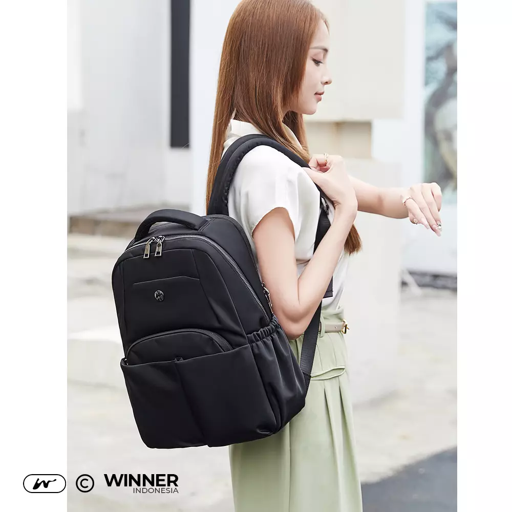 WINNER Tas Ransel Laptop 15,6 inch Oxford Anti-Air Backpack Korean Style (T14-004) Warna Full-Hitam-15-inch