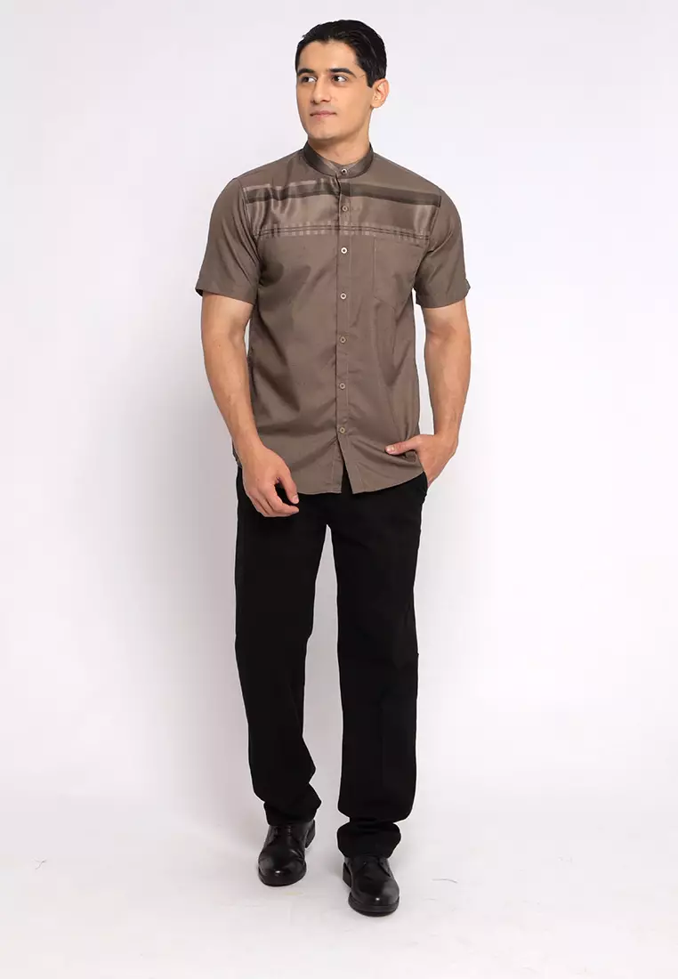 Casella Baju Koko Pria Lengan Pendek Exclusive Premium Harun 4034 Dark Brown