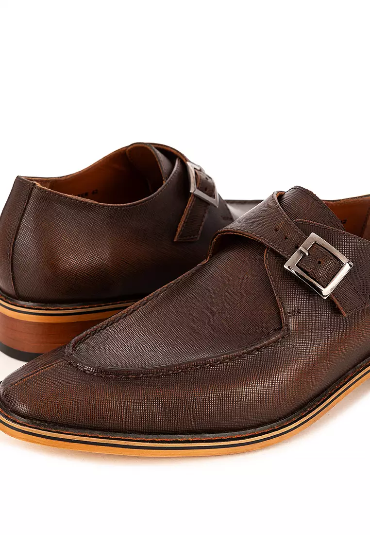 Foster Brown Single Monk Strap Shoes