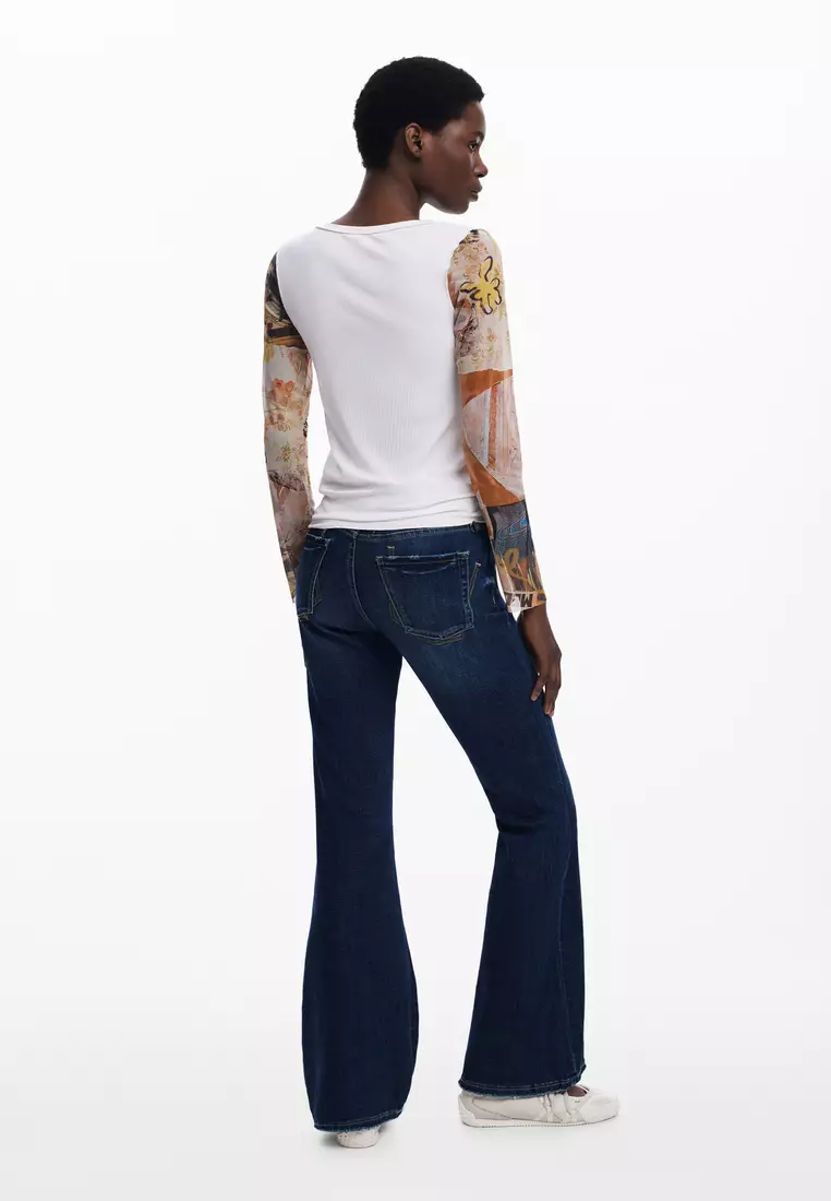 Chiffon sleeve T-shirt