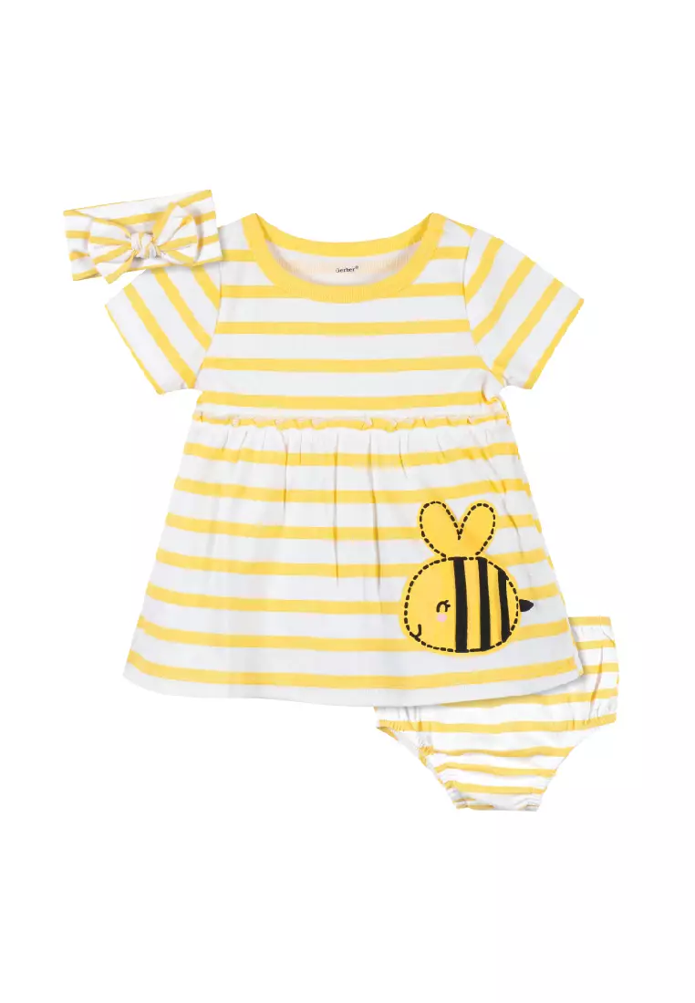 Buy Gerber Childrenswear Gerber 3 Pack Baby Girl Bees Dress Set