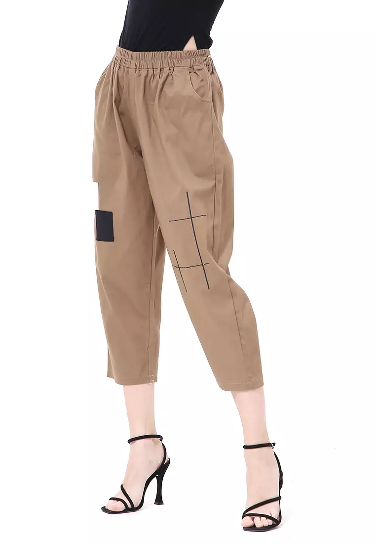 Stella Celana Panjang Wanita Casual Long Pants Korean Style Material Cotton Twill ORIGINAL - Mocca