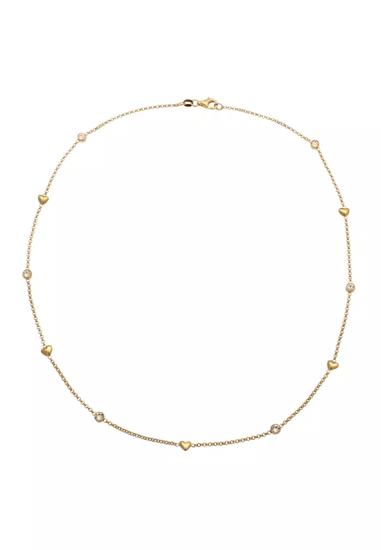 Necklace Delicate Heart Gold Plated Embellished With Crystals By Swarovski®