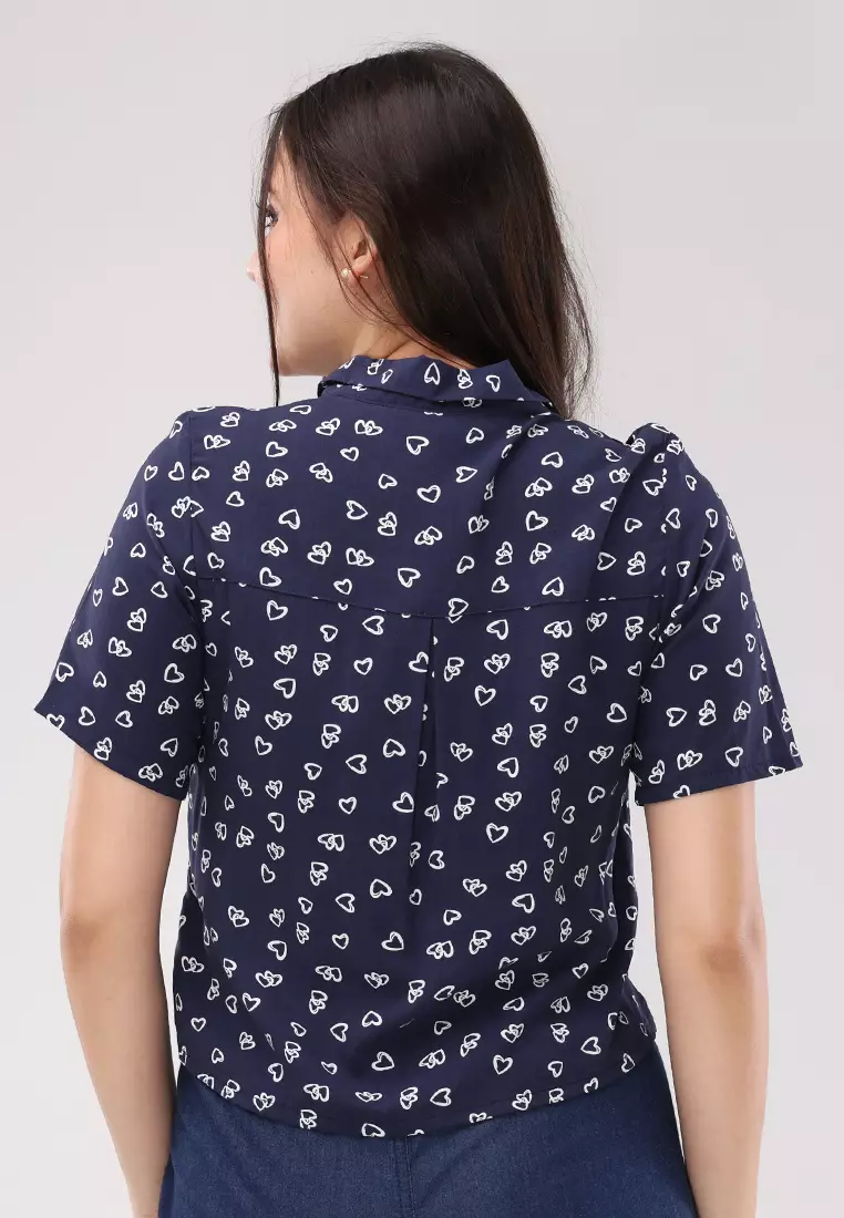 Woven Printed Rayon Short Sleeves Blouse