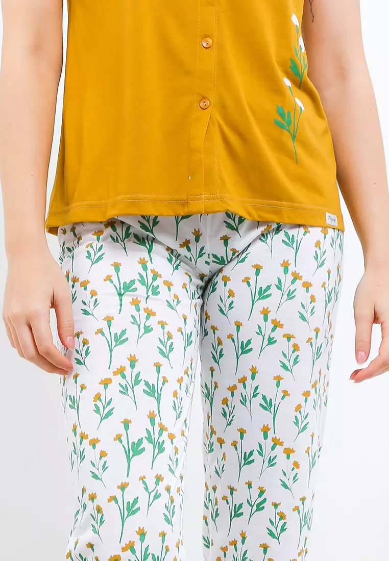 Pyjama Baju Tidur Short Sleeve Long Pants Sleepwear