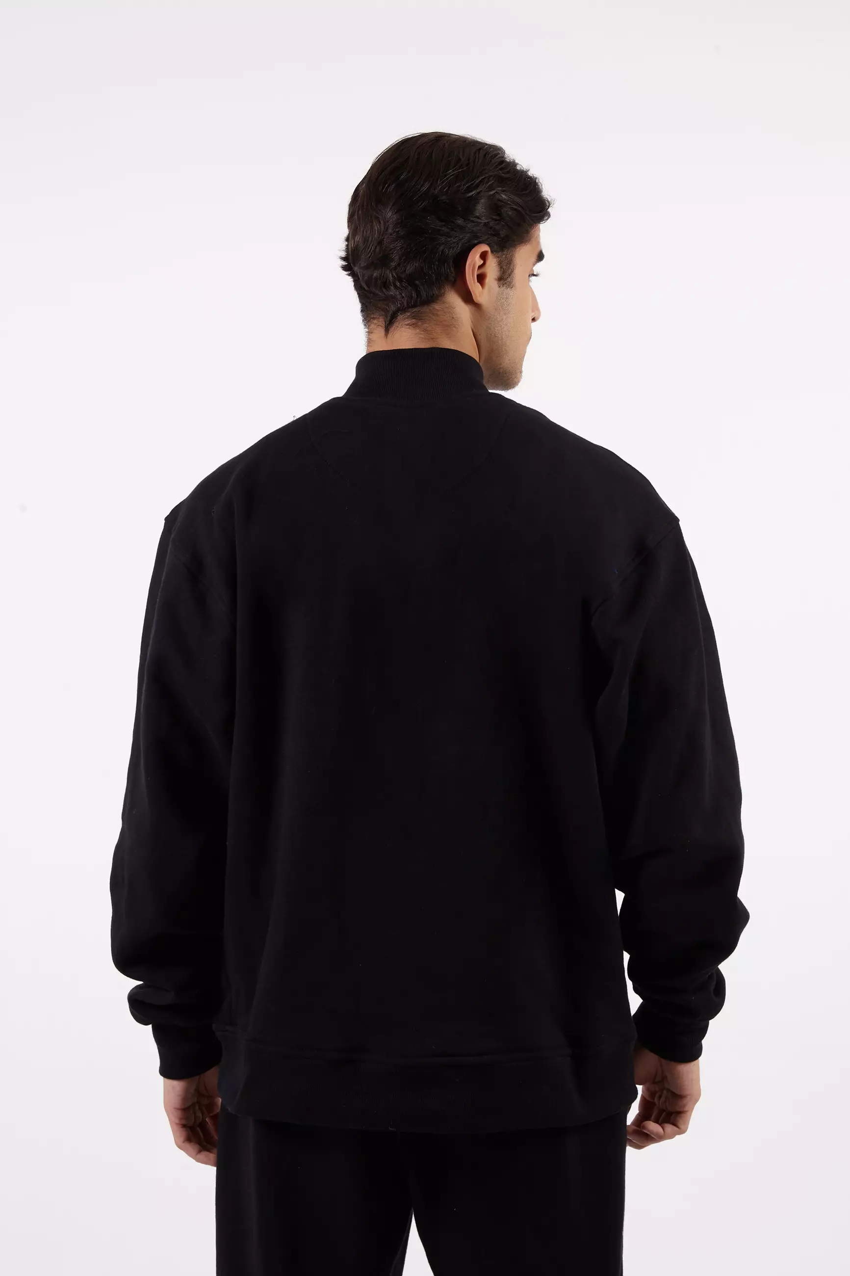 VEDECI SIGMA HALF ZIP BLACK OVERSIZED PULLOVER CROP SWEATER
