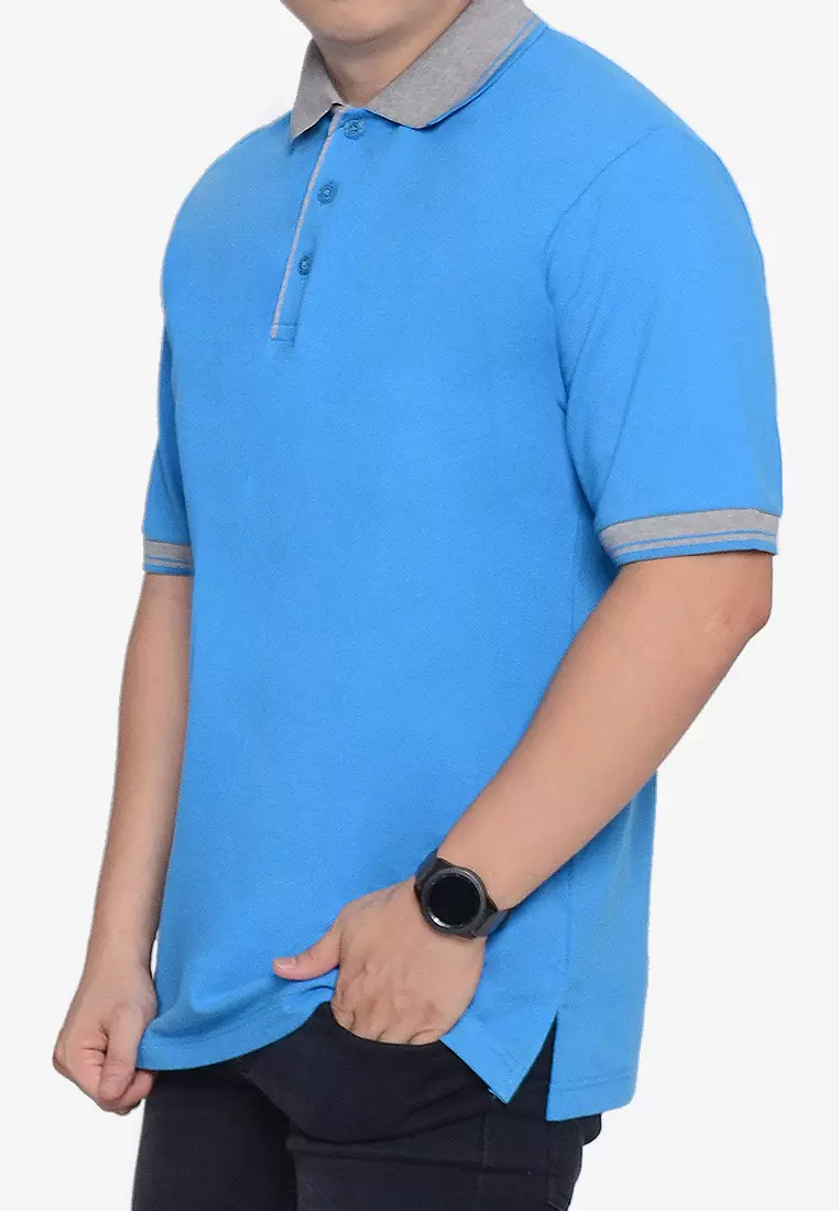 Andre Michel Kaos Polo Shirt Lengan Pendek Kerah Abu Biru Turkis 933-64