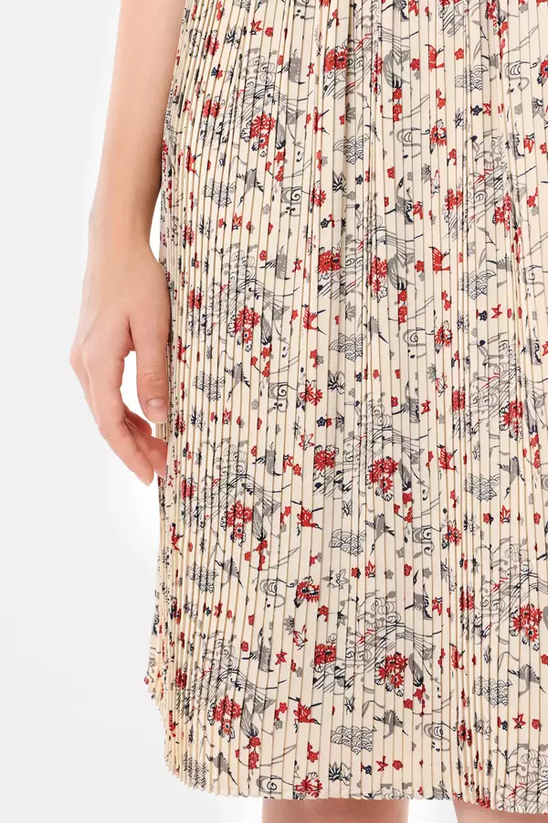 MINIMAL - Eriana - Dress Lipit Motif Gringsing - Red Warna Red