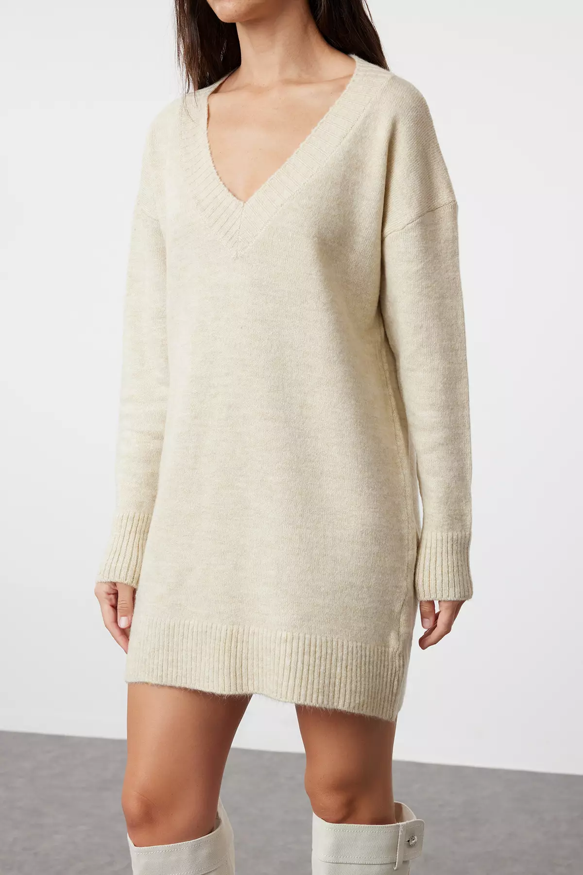 V-Neck Knit Dress