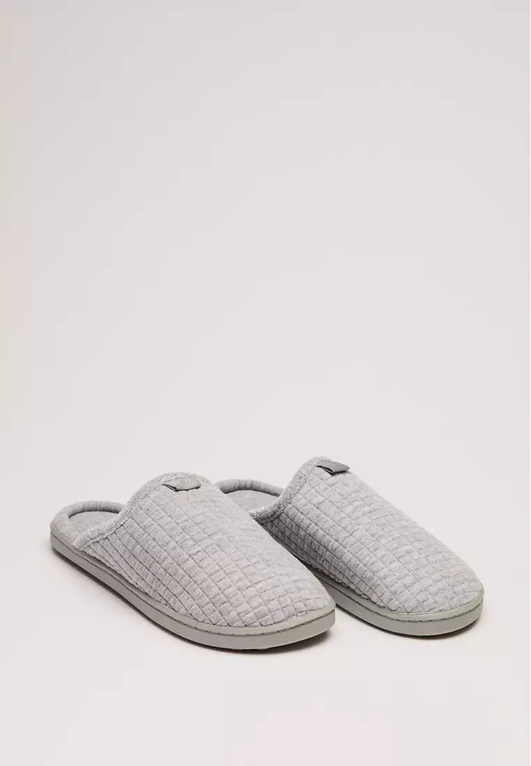 Grey Glitter House Slippers