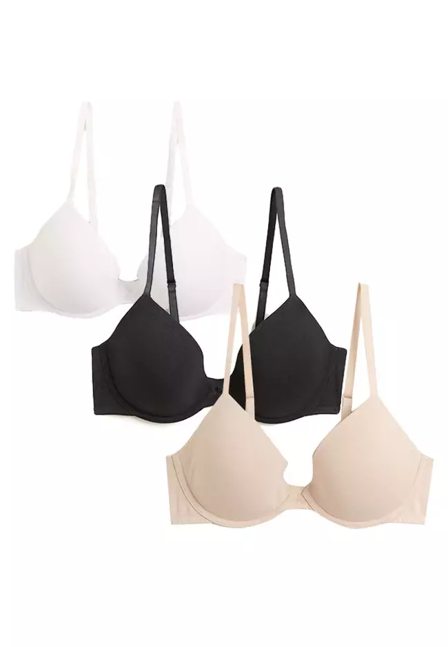 3pk Underwired Plunge T-Shirt Bras