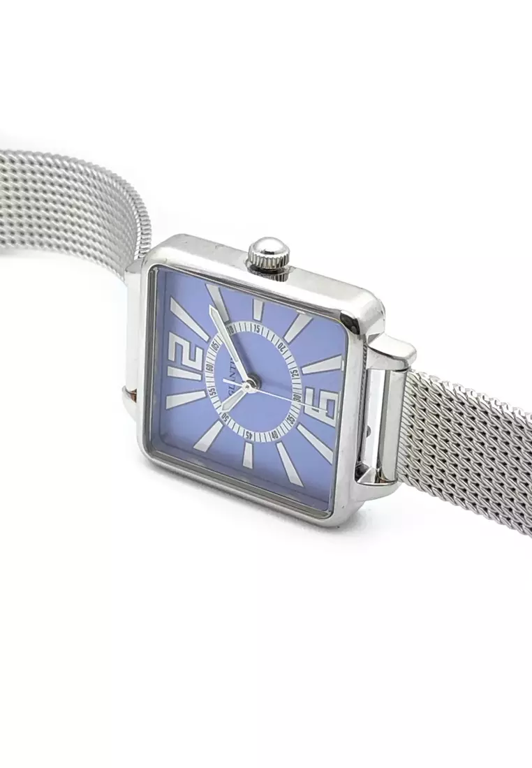 Zalora Exclusive - La Parisienne Steel Quartz Watch, Blue Dial on Steel Milanese Bracelet