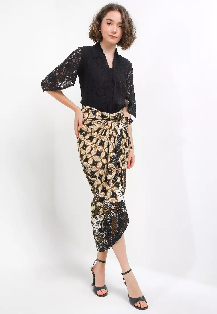 Rok Lilit Wanita Kondangan Batik Instant Kaviola Black