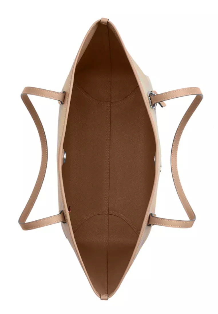 City Tote Bag In Rainbow Signature Canvas - Sand/Multi