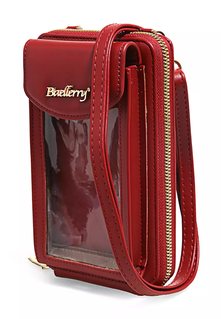 Sling Bag Wanita Tas Selempang Handphone Transparent Design Many Slot Material Leather ORIGINAL