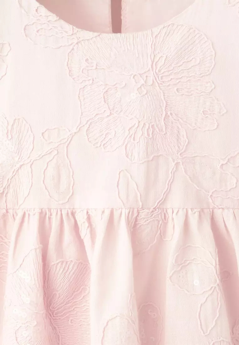 Embroidered Cotton Dress With Floral Pattern