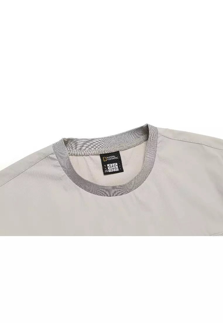 Unisex FIOTOS Woven Sleeve Pocket Stretch Short Sleeve Tee