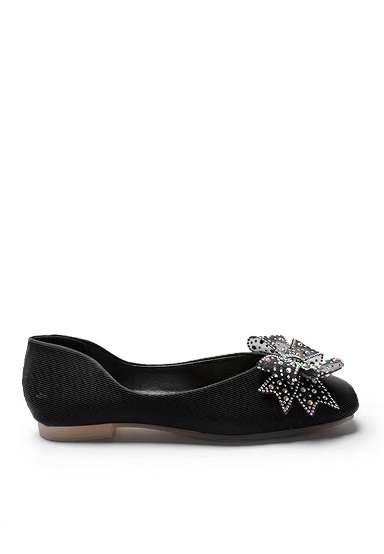 VANSA Rhinestone Bow Flat Shoes VSW-F555-42