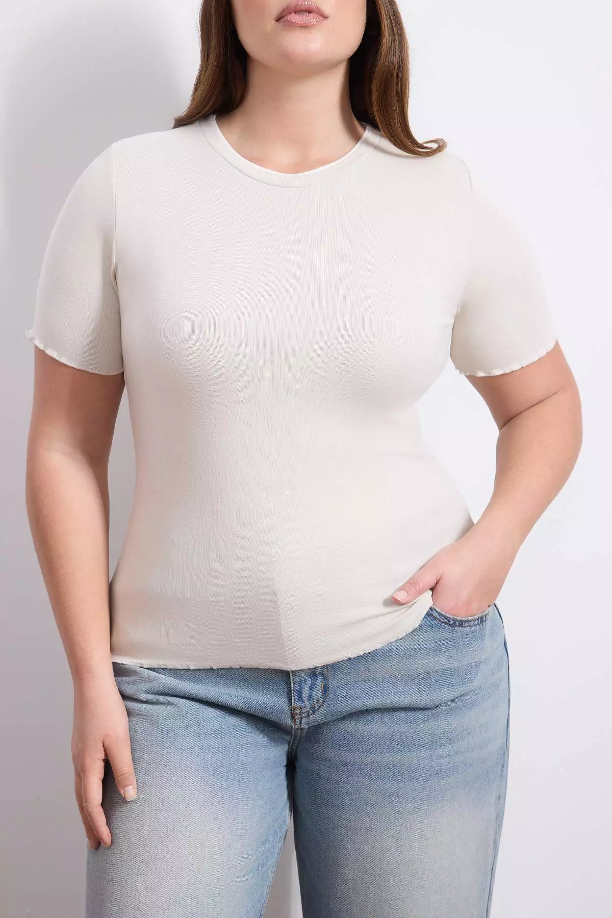 Wardrobe Essentials Stone Neckline Piped Detail Soft Keys Knitted Large Size Blouse Tbbss26Af00025