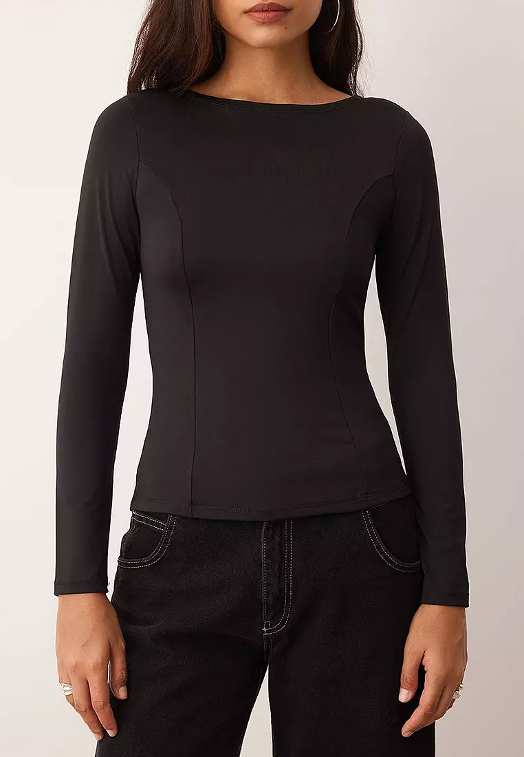 Fitted Boat Neck Top