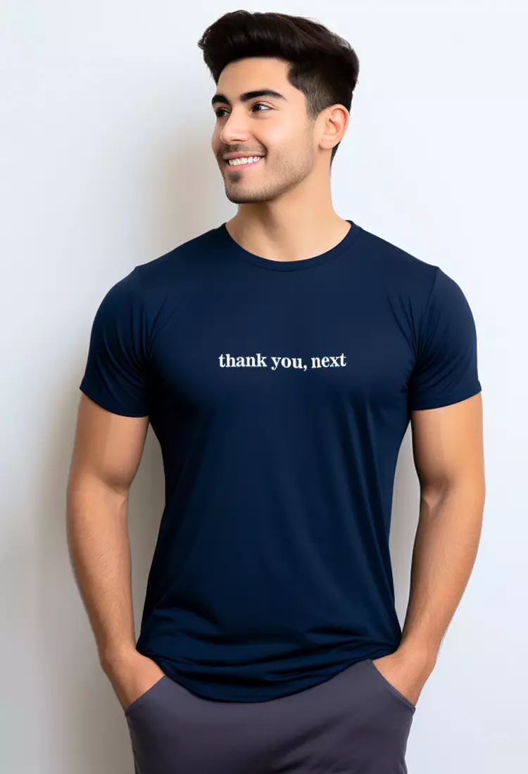 NTC54 kaos anti kusut stretch pria distro thank you next navy