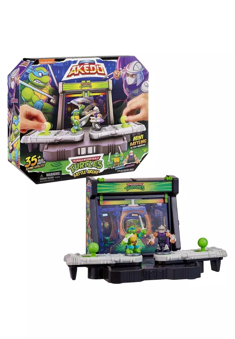 Legends of Akedo Teenage Mutant Ninja Turtles Battle Arena with 35+ Battle Sound Effects and 2 Exclusive Battling Mini Warriors - Leonardo and Shredder
